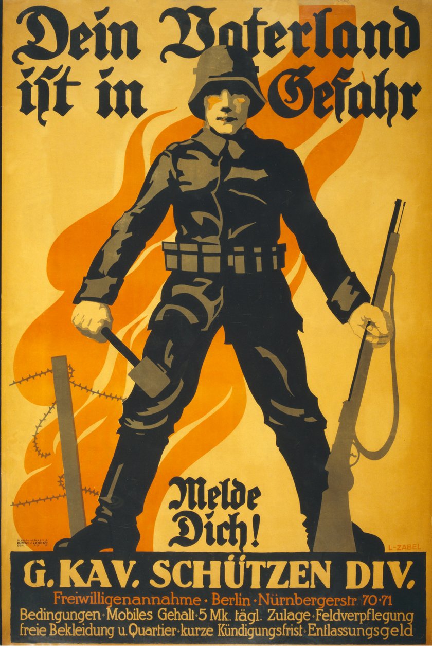 Maasi on vaarassa, ota yhteyttä!, pub. 1918 tekijältä Lucian Zabel