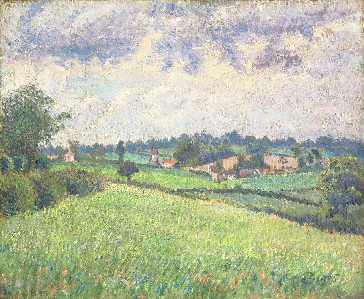 Harmaa sää, Finchingfield, 1905 tekijältä Lucien Pissarro