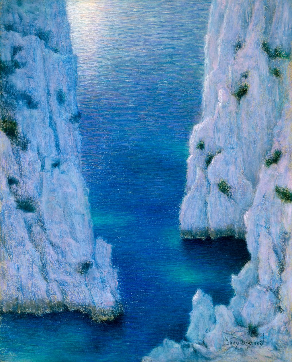 La Calanque, noin 1936 (pastelli paperille). tekijältä Lucien Levy Dhurmer