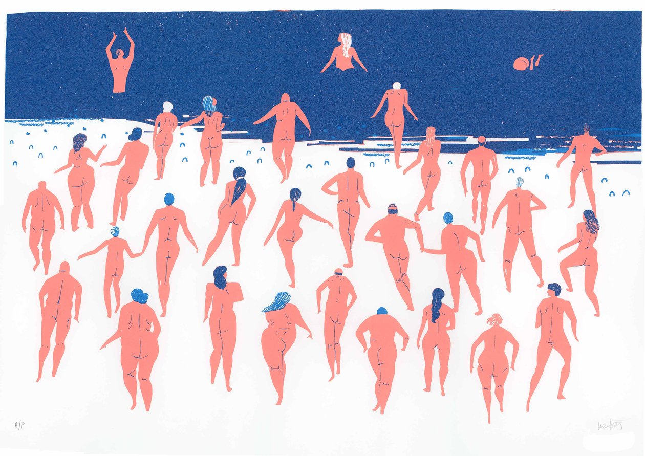 Nude Beach Run, 2016 (silkkipaino) tekijältä Lucy Banaji