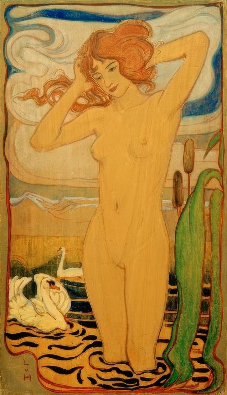 Badendes Mädchen tekijältä Ludwig von Hofmann