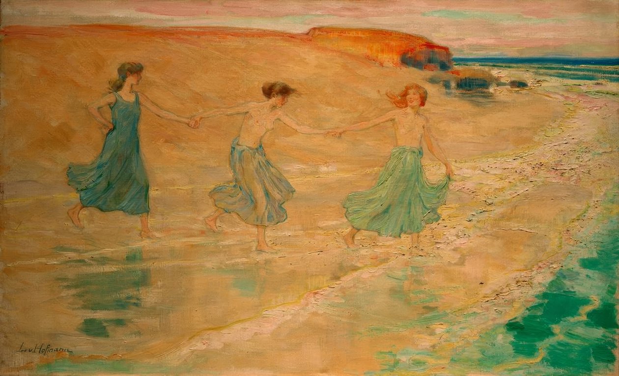 Drei Mädchen am Strand tekijältä Ludwig von Hofmann
