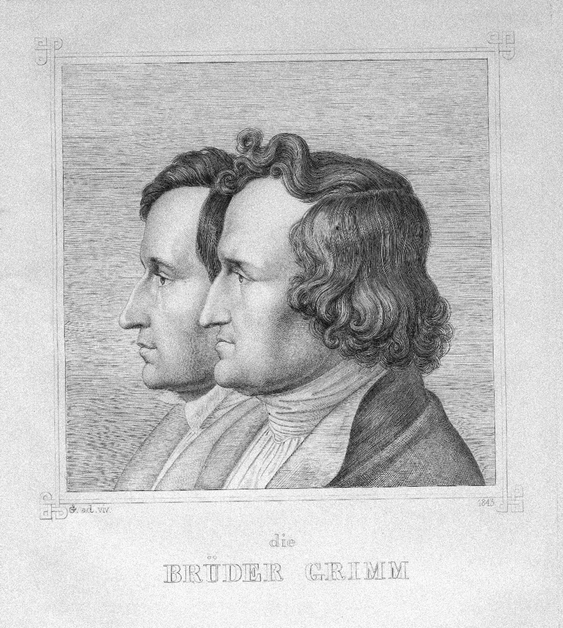 Jacob ja Wilhelm Grimm, 1843 tekijältä Ludwig Emil Grimm