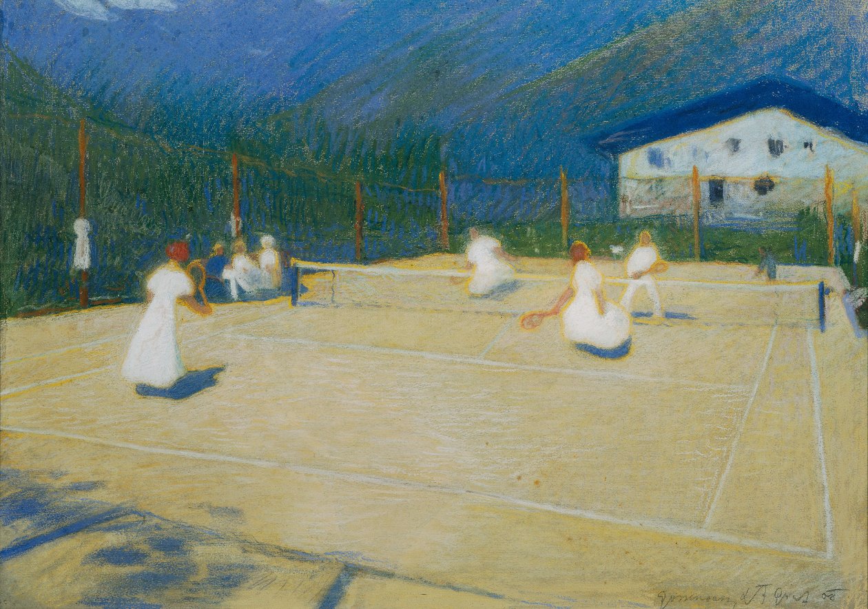 Tenniskenttä Gossensassissa, 1908. tekijältä Ludwig Ferdinand Graf