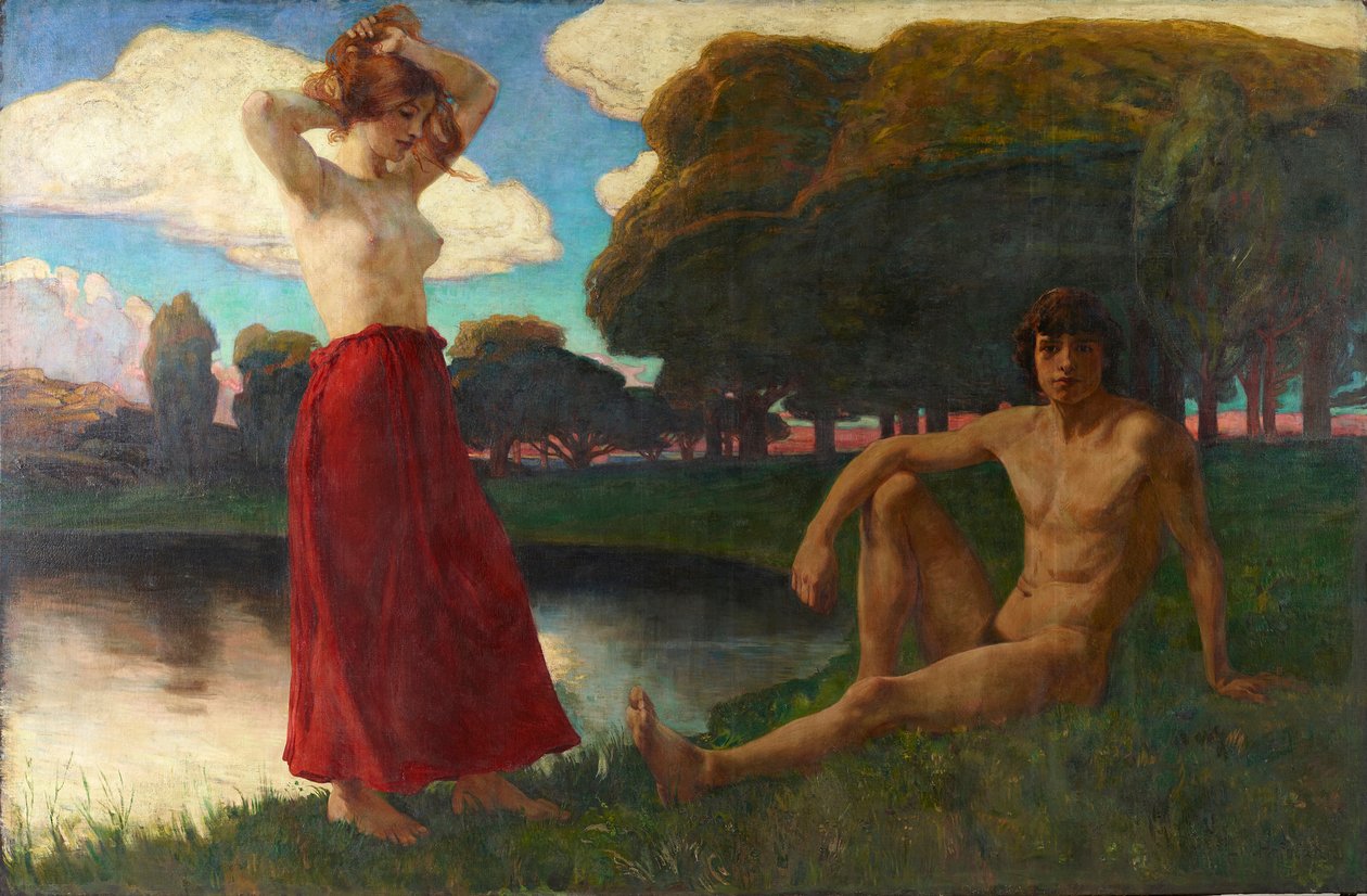 Idylli, 1894-1895. tekijältä Ludwig von Hofmann