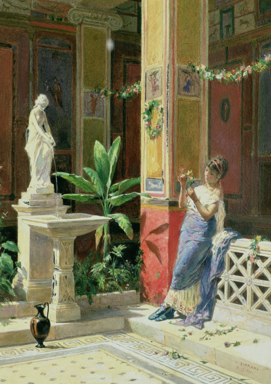Pihalla Pompejissa, 1878 (kynä ja wc paperilla) tekijältä Luigi Bazzani