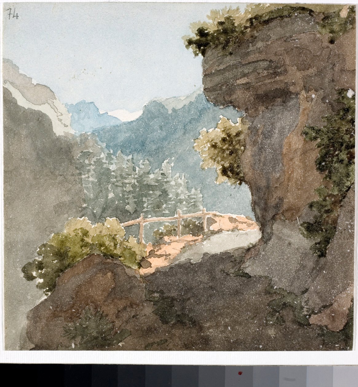 Näkymä vuoristopolulle (akvarelli, n. 1820) tekijältä Luigi Garibbo