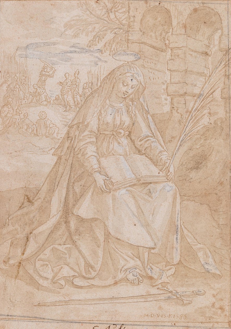 Pyhä Justine, 1584. tekijältä Maerten Vos de