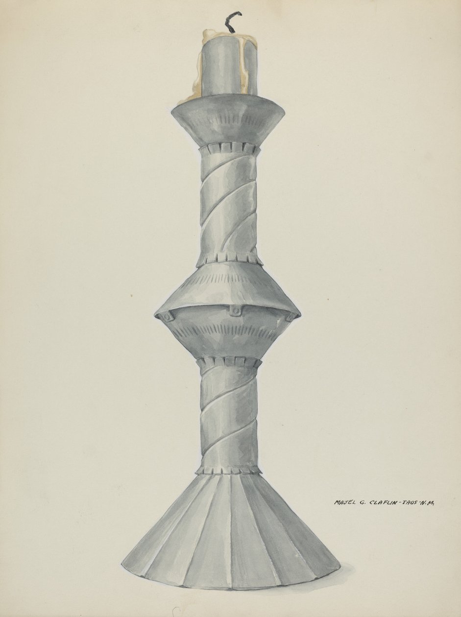 Penitente alttarin kynttilänjalka, n. 1937. tekijältä Majel G. Claflin
