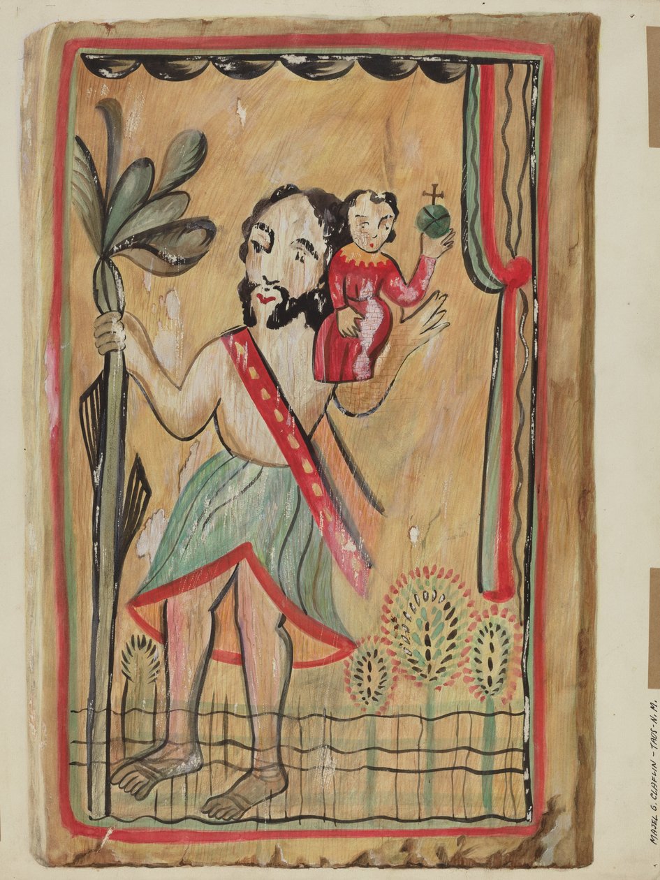 Retablo - San Christopher, 19351942. tekijältä Majel G. Claflin