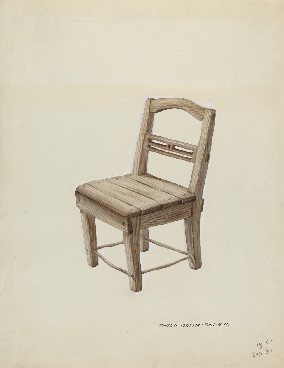 Pieni puinen tuoli, n. 1937. tekijältä Majel G. Claflin
