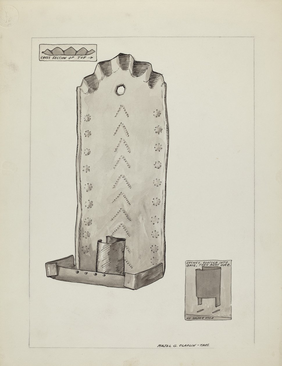 Tinainen kynttilälamppu, 19351942. tekijältä Majel G. Claflin