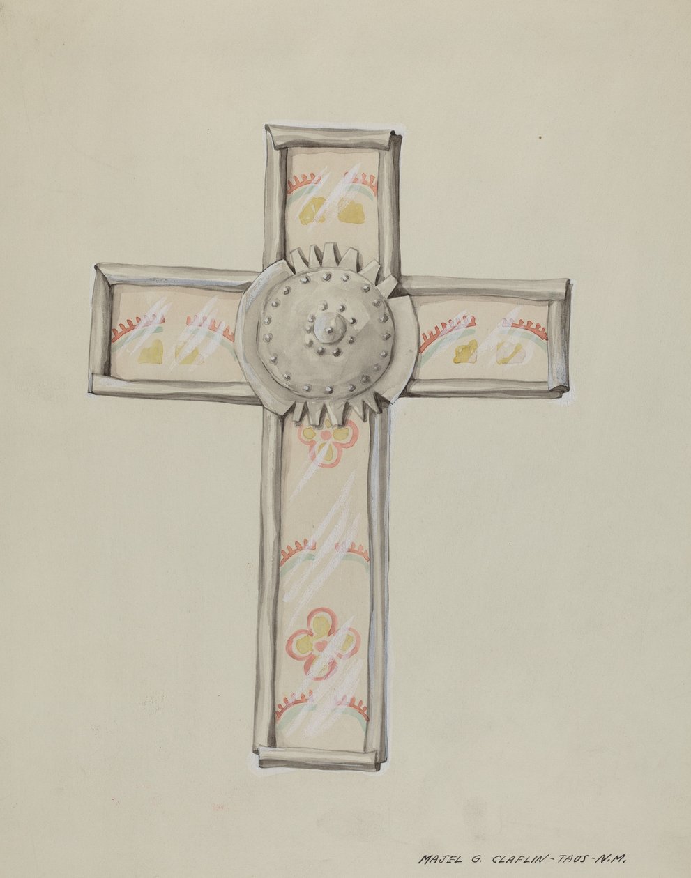 Tin & Wall Paper Cross, c. 1937. tekijältä Majel G. Claflin