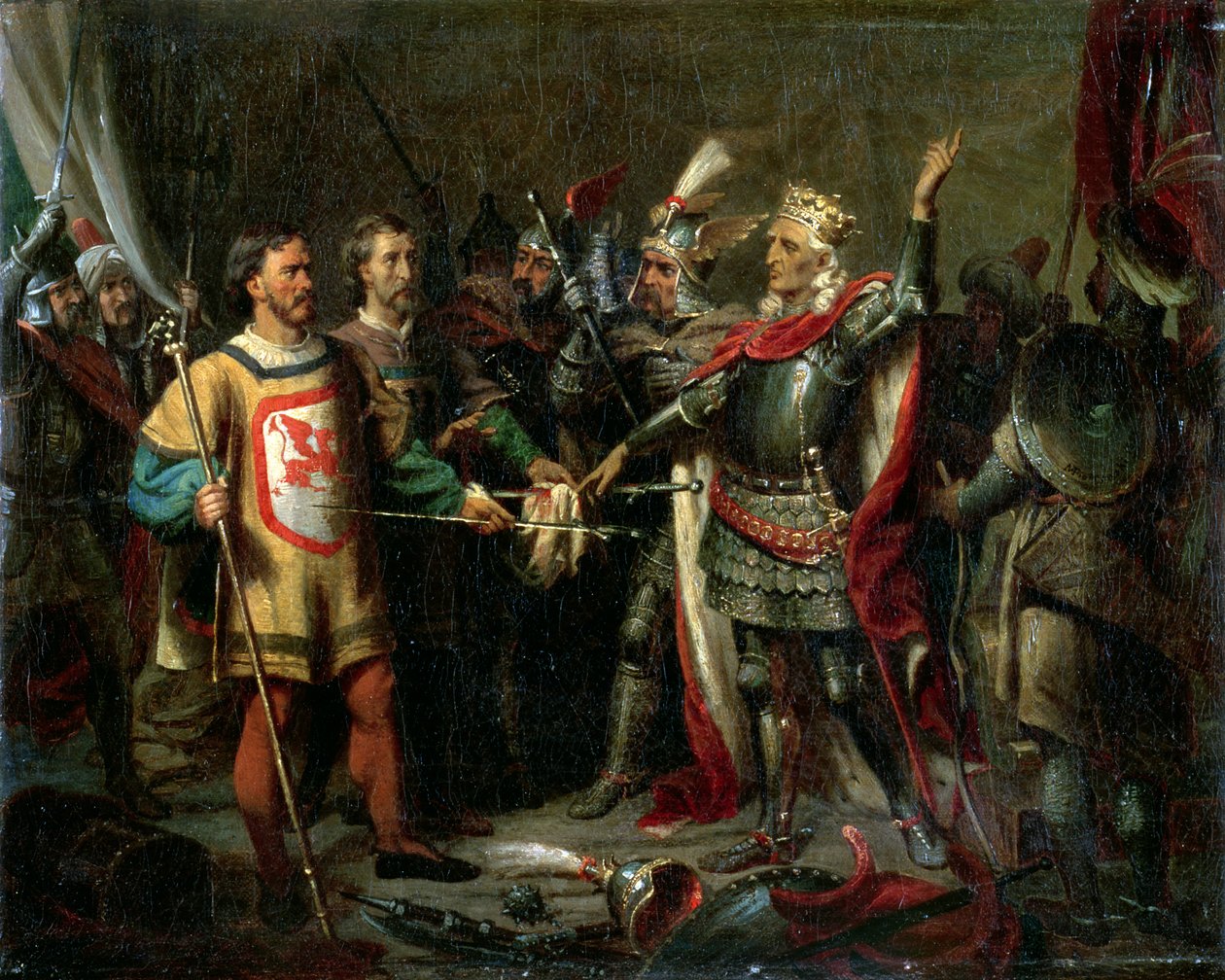 Wladyslaw II Jagiello ennen Tannenbergin taistelua, 15. heinäkuuta 1410, 1854 tekijältä Maksymiljan Antoni Piotrowski