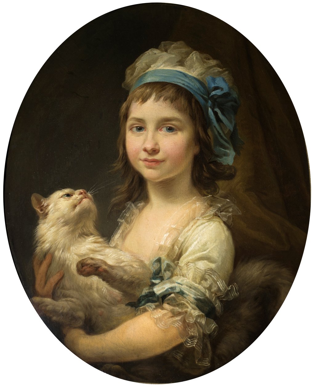 Portret Julii Duhamel z kotem tekijältä Marcello Bacciarelli