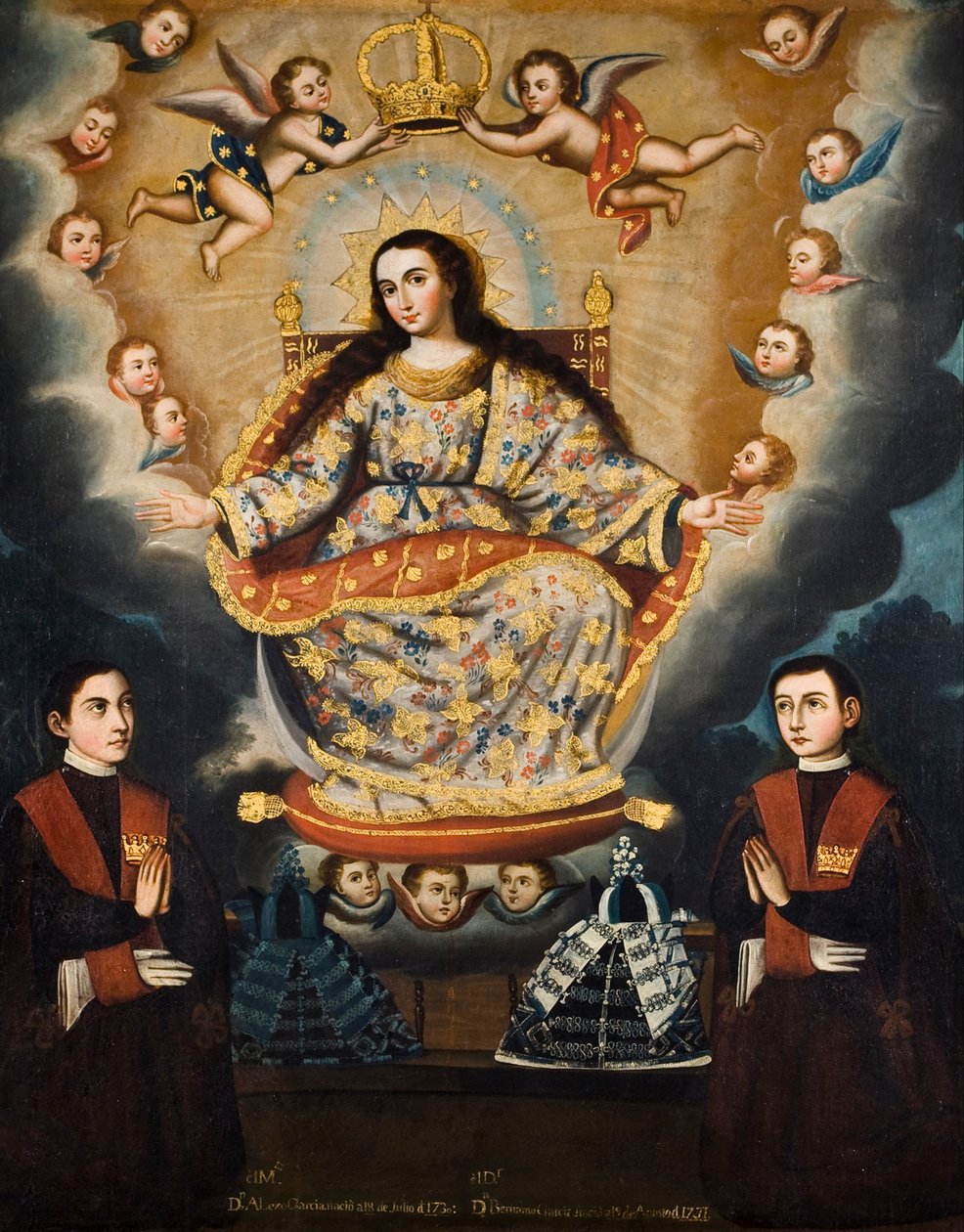 Istuva Madonna ja García -veljien valmistuminen tekijältä Marcos Zapata y taller
