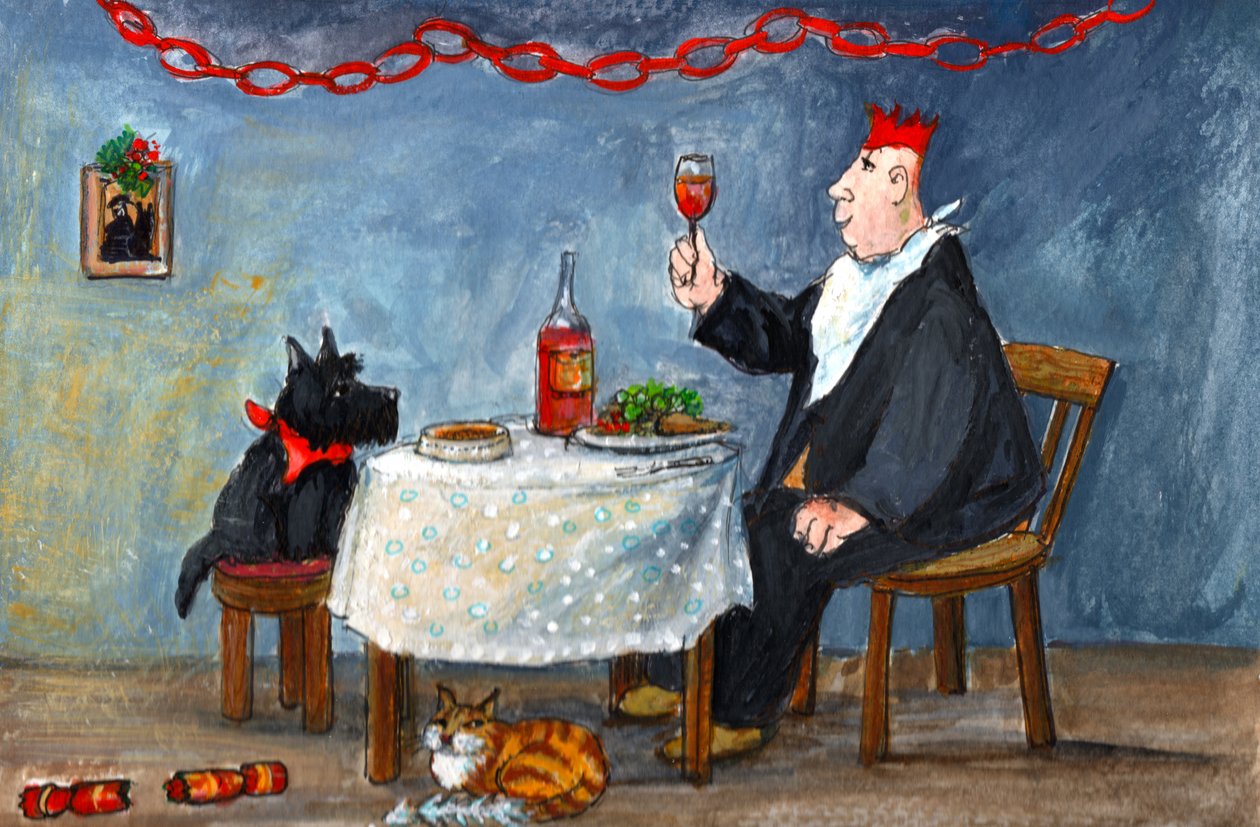 Joulun vietto, 2014 (guassi paperilla) tekijältä Margaret Loxton