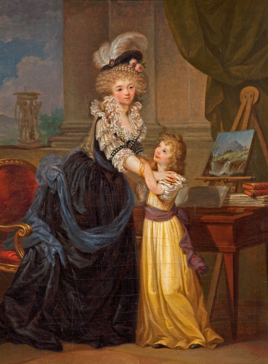 Nuori nainen ja pieni tyttö, n. 1785 tekijältä Marguerite Gerard