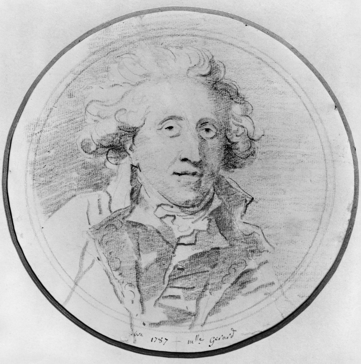 Muotokuvan oletetaan olevan Jean-Honore Fragonard (1732-1806) 1787 (pierre noire paperilla) tekijältä Marguerite Gerard