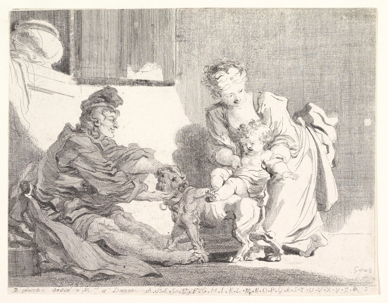 Lapsi ja Bulldoggi, 1778. tekijältä Marguerite Gerard
