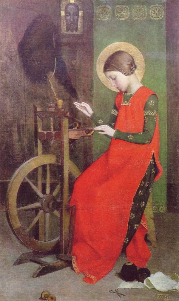 Pyhä Elisabet Unkarin kehruu köyhille tekijältä Marianne Stokes