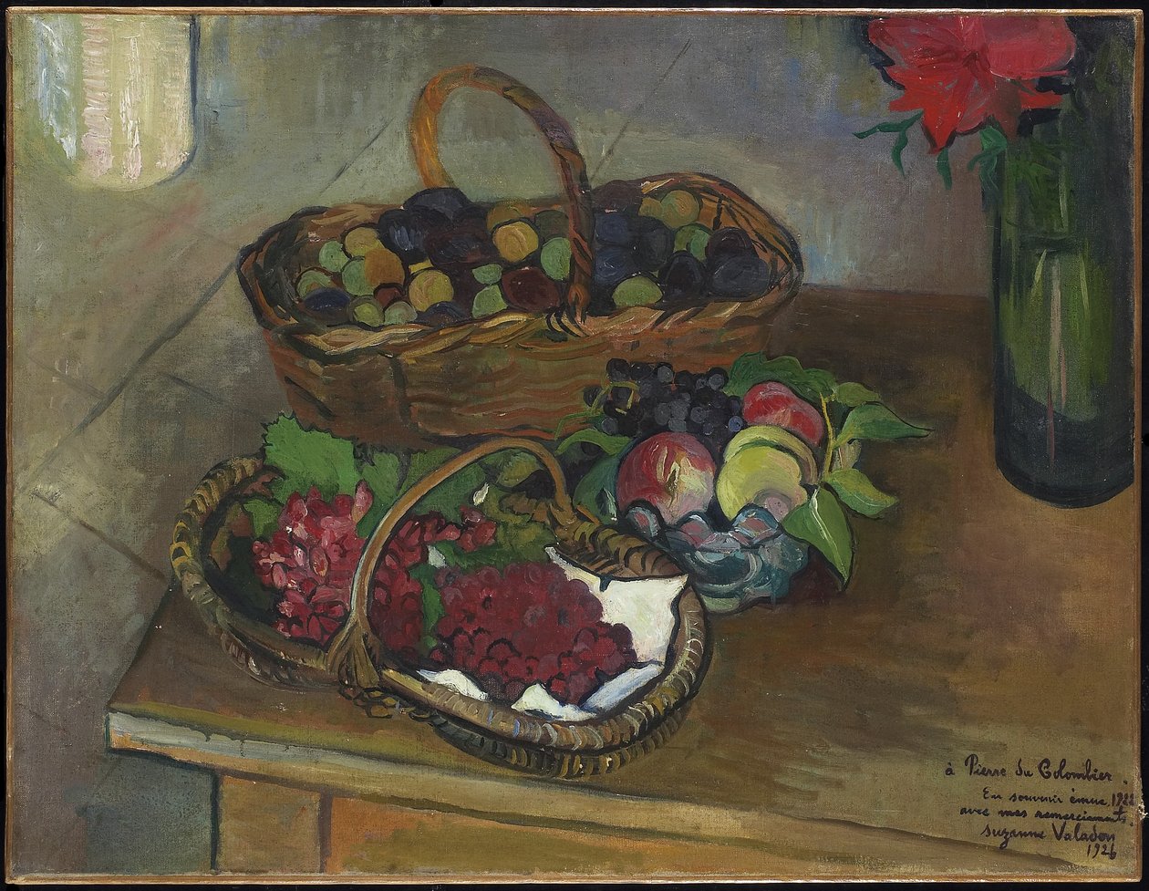 Asetelma: Hedelmät ja kukat, 1926 tekijältä Marie Clementine (Suzanne) Valadon