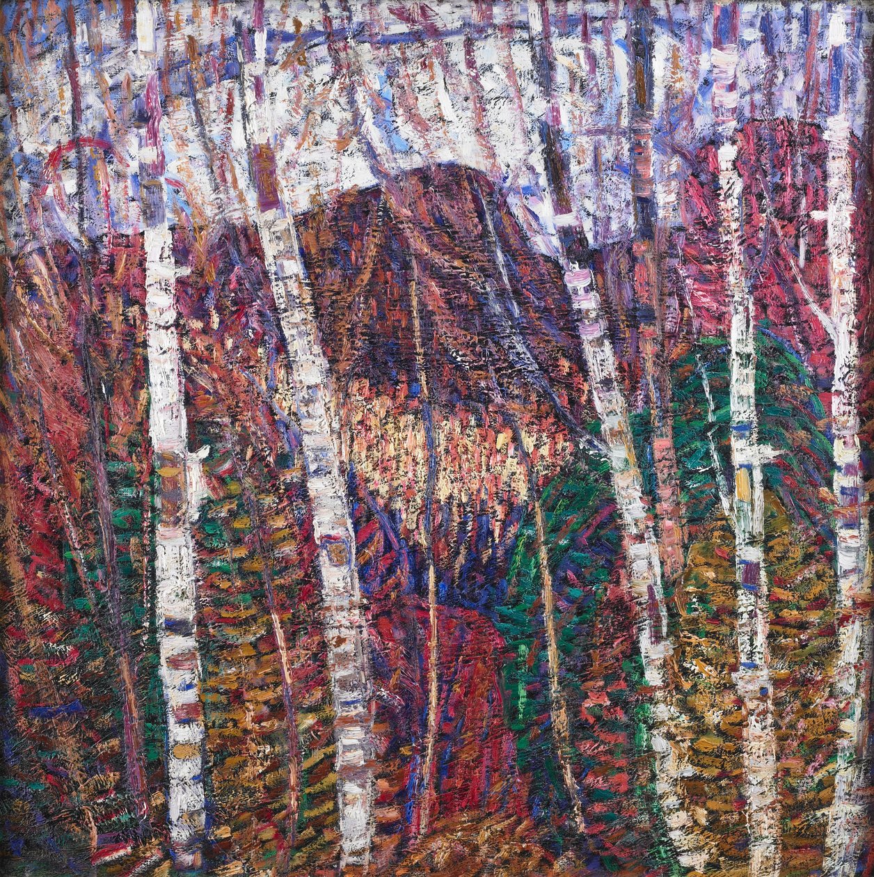 Valkoiset koivut, noin 1908 (öljy kankaalle) tekijältä Marsden Hartley