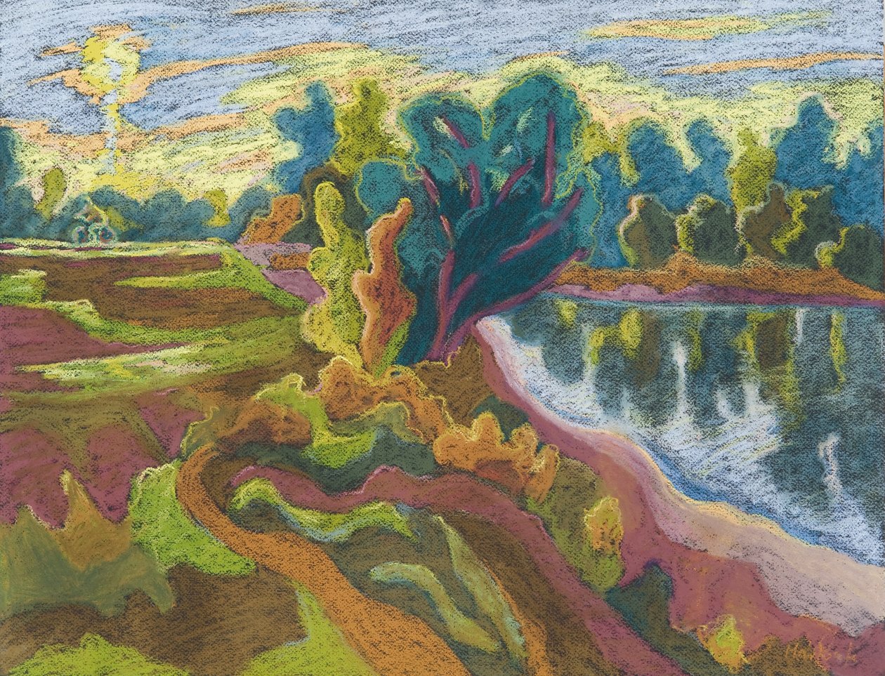 Idylli, 2008 (pastelli paperille) tekijältä Marta Martonfi Benke