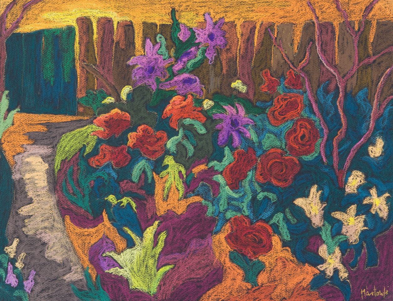 Äidin puutarha, 2009 (pastelli paperille) tekijältä Marta Martonfi Benke