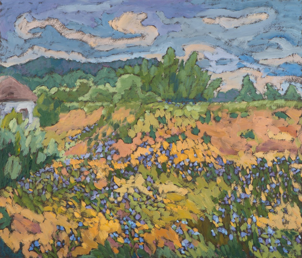 Wild Flowers on the Dyke Bank (2012) 60*70 cm, öljy aluksella tekijältä Marta Martonfi Benke