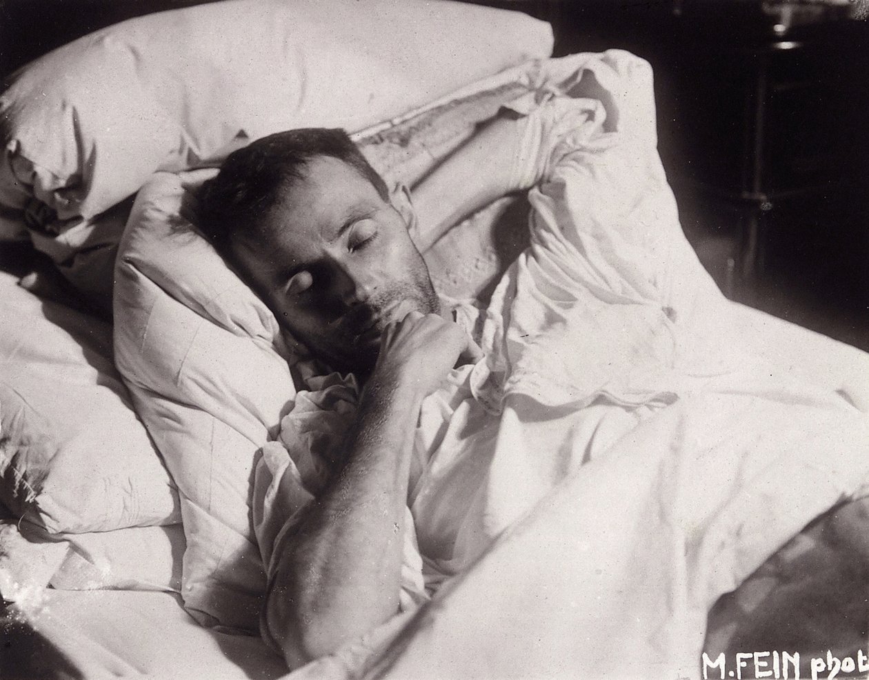 Egon Schiele kuolinvuoteella, 1918. tekijältä Martha Fein
