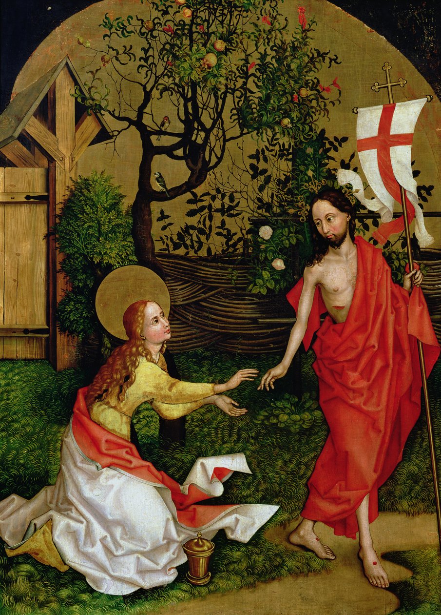 Dominikaanien alttaritaulu: Noli Me Tangere, n. 1470-1480 tekijältä Martin Schongauer