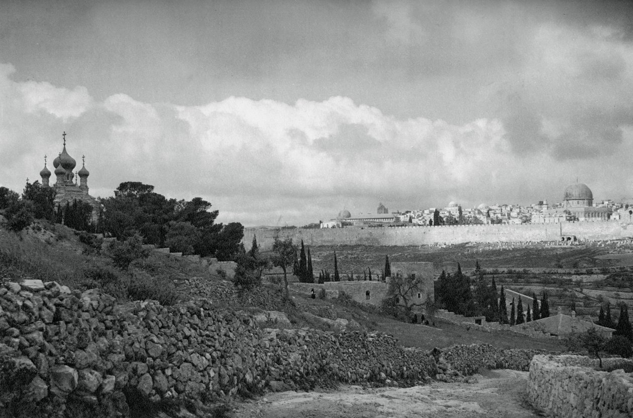 Jerusalem ja Getsemanen puutarha, 1937 tekijältä Martin Hurlimann