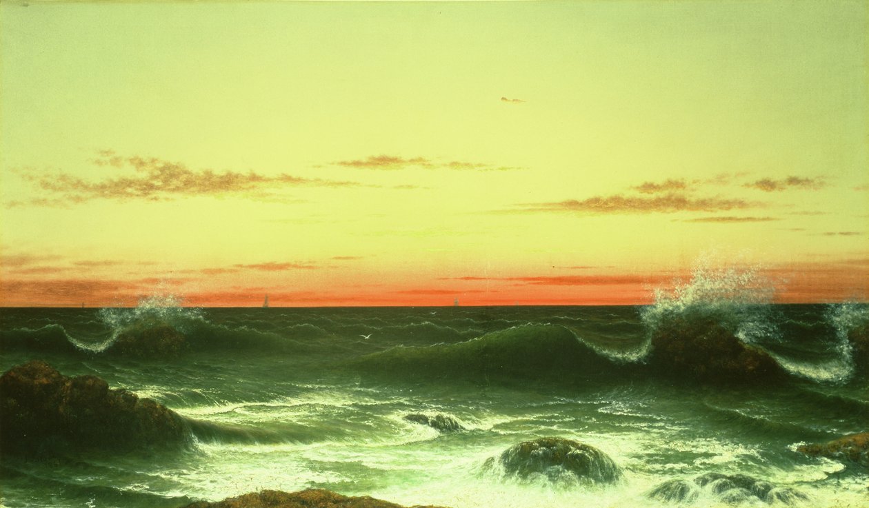 Merimaisema: Auringonlasku, 1861 tekijältä Martin Johnson Heade