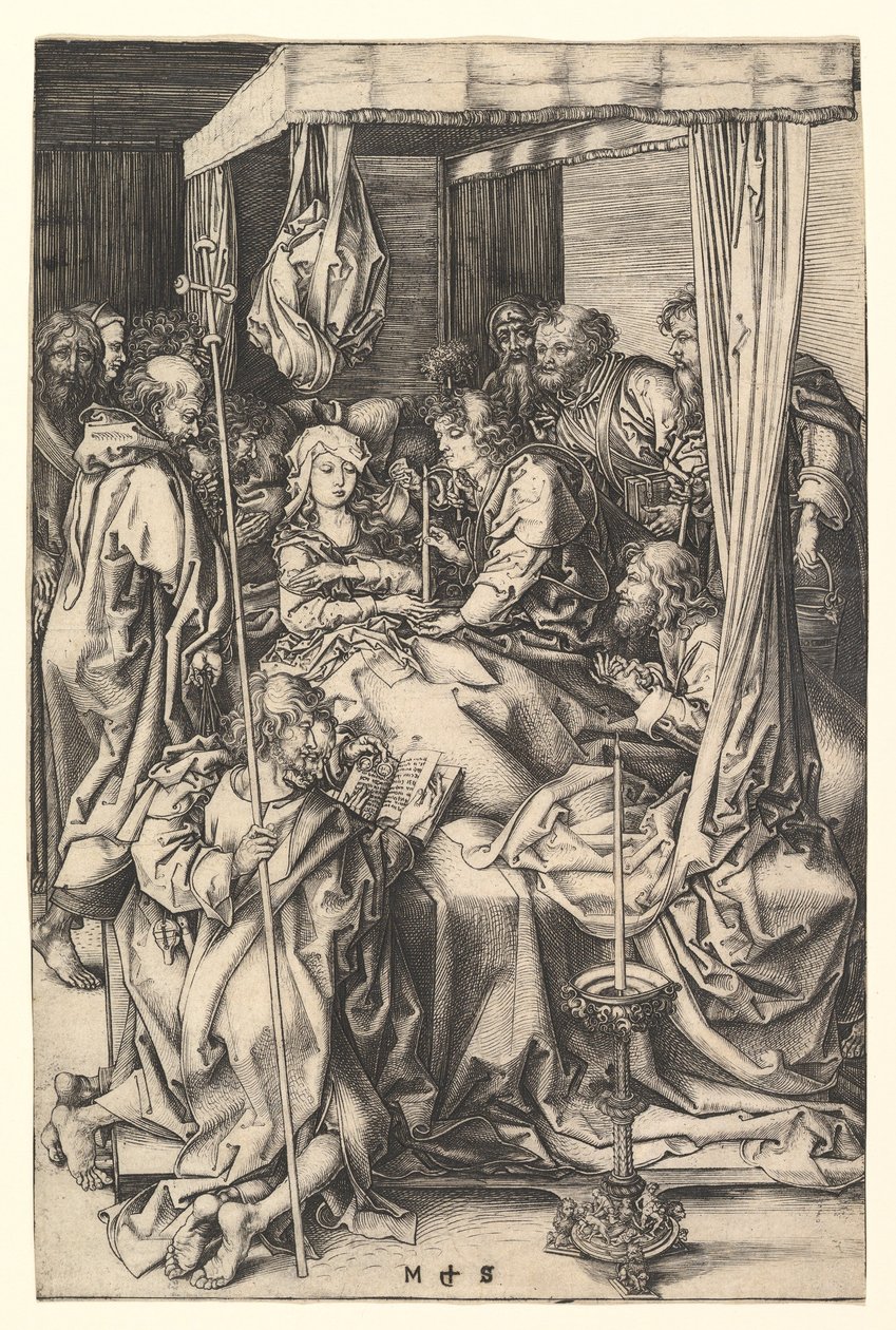 Neitsyen kuolema, n. 1435-1491. tekijältä Martin Schongauer
