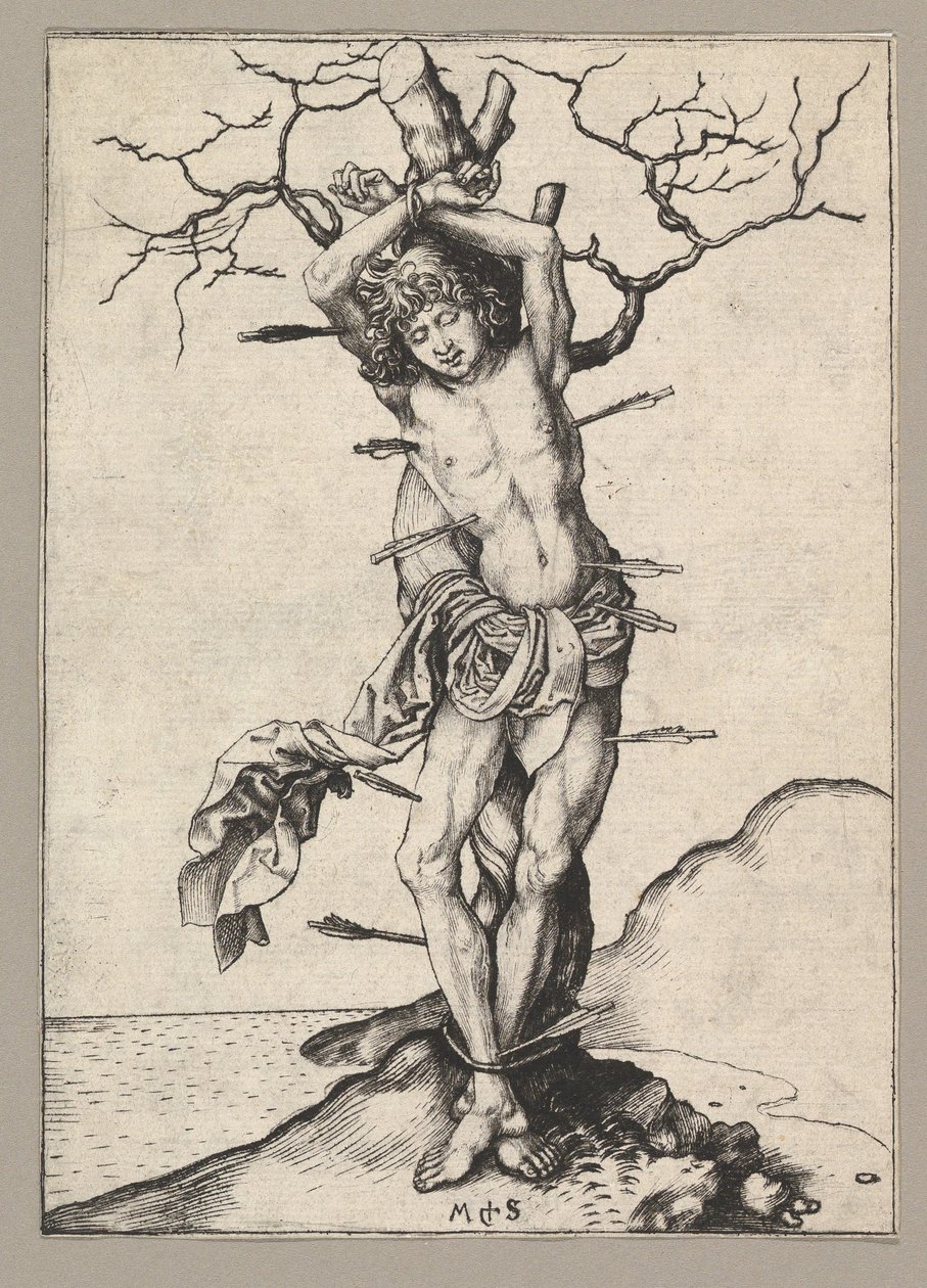 Saint Sebastian, n. 1435-1491. tekijältä Martin Schongauer