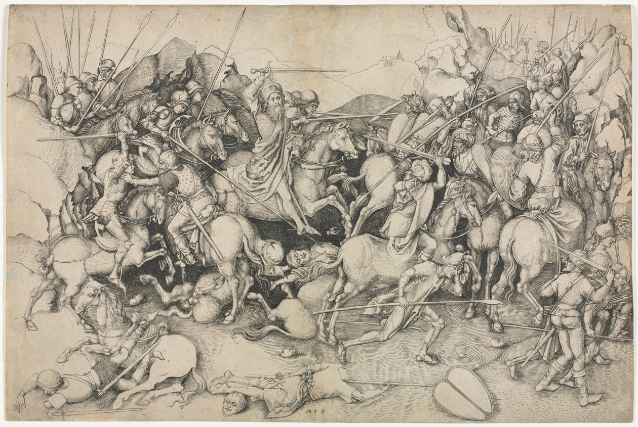 Pyhä Jaakob ja saraseenit, 1400-luku. tekijältä Martin Schongauer