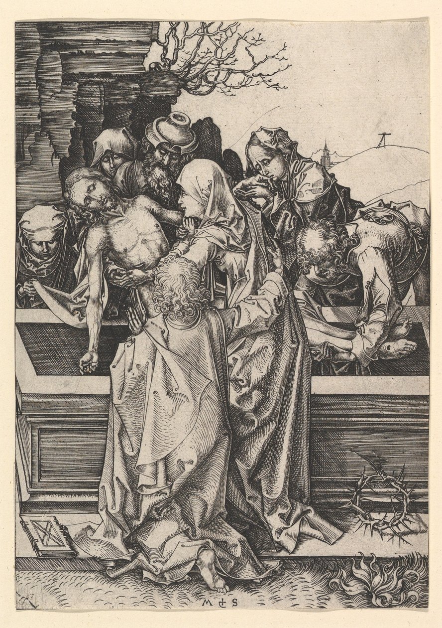 Kristuksen hautaus, n. 1435-1491. tekijältä Martin Schongauer