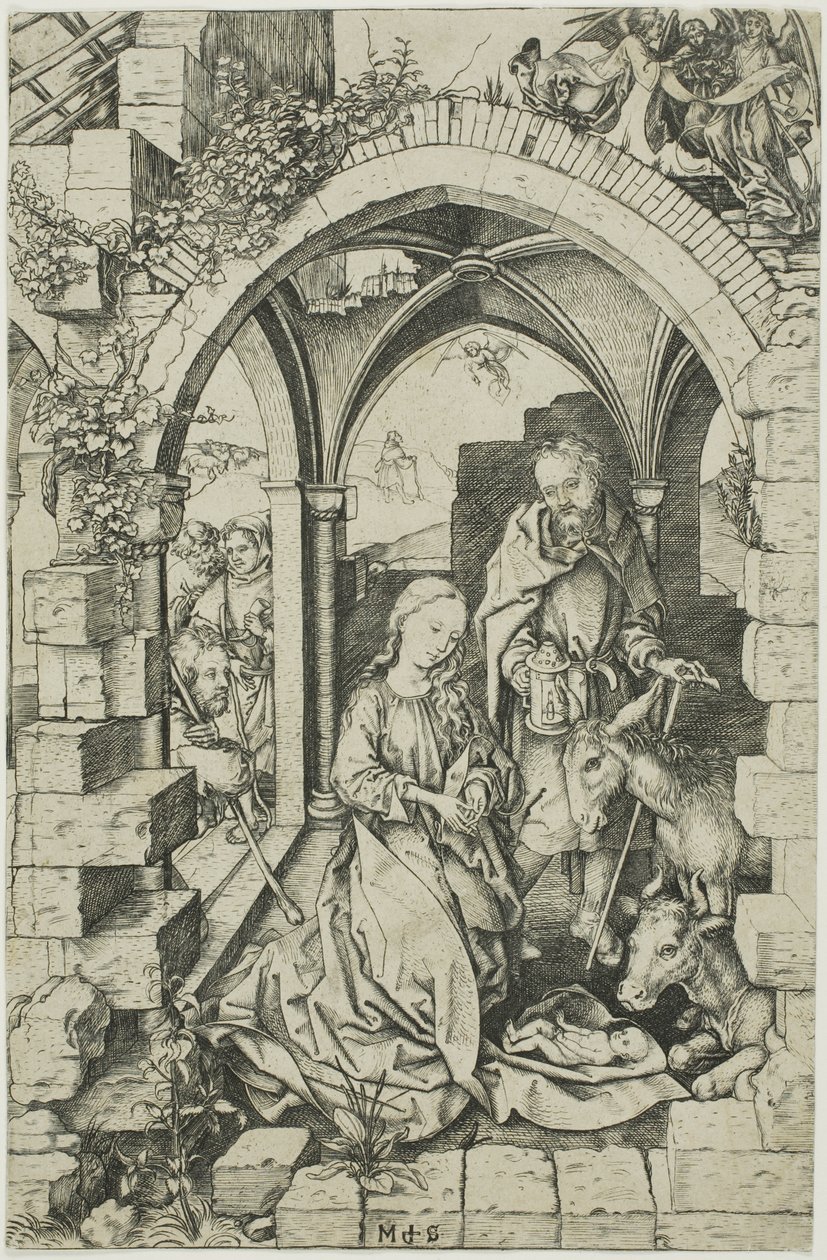 Syntymä, kirjasta Life of the Virgin tekijältä Martin Schongauer