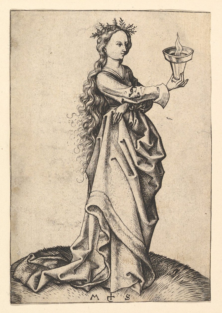 Kolmas viisas neitsyt, n. 1435-1491. tekijältä Martin Schongauer