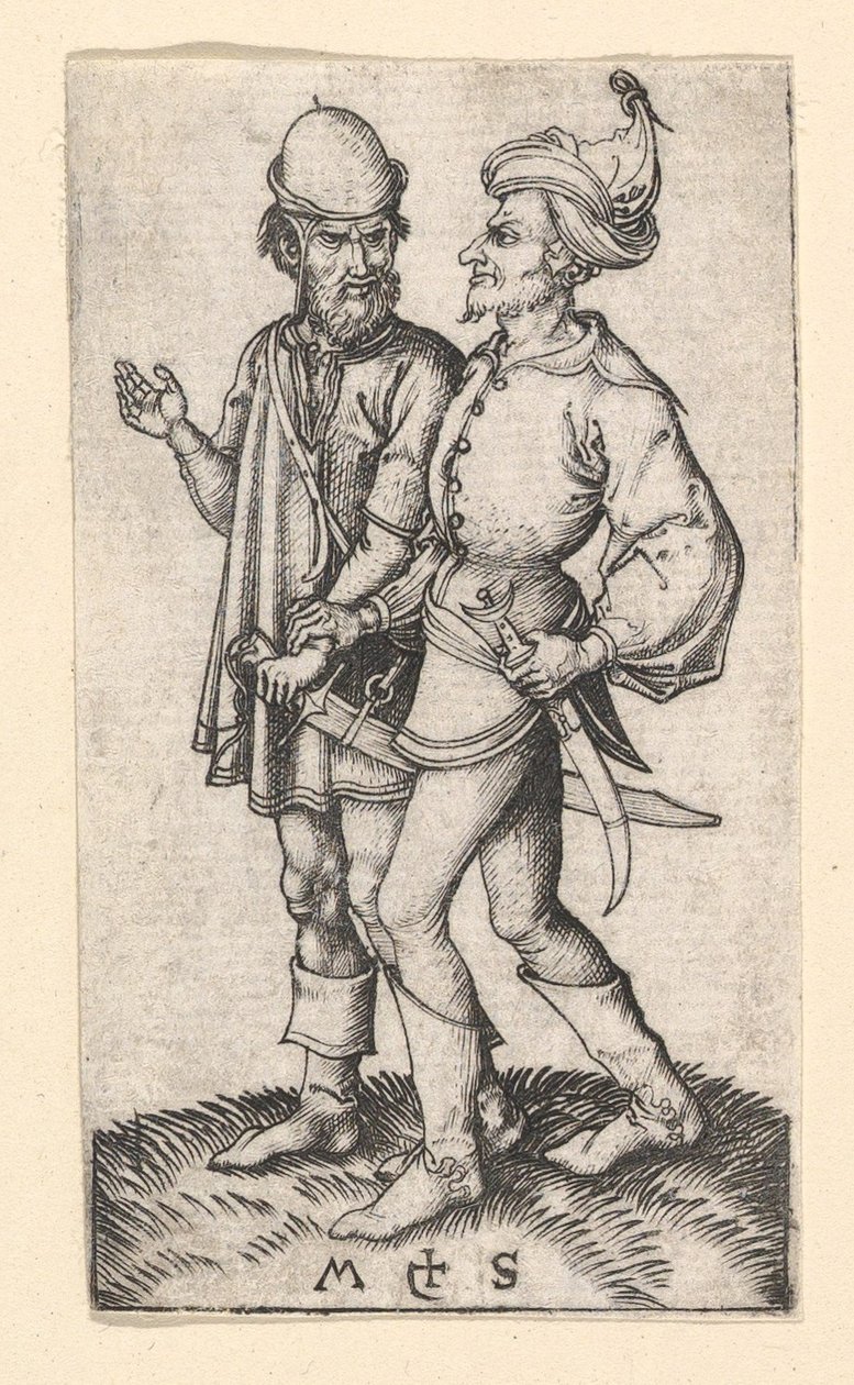 Kaksi turkkilaista, n. 1435-1491. tekijältä Martin Schongauer