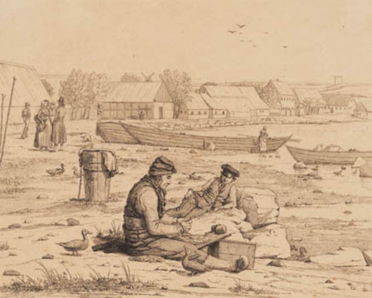 Strandgaden Thistedissä. 1830 tekijältä Martinus Rørbye
