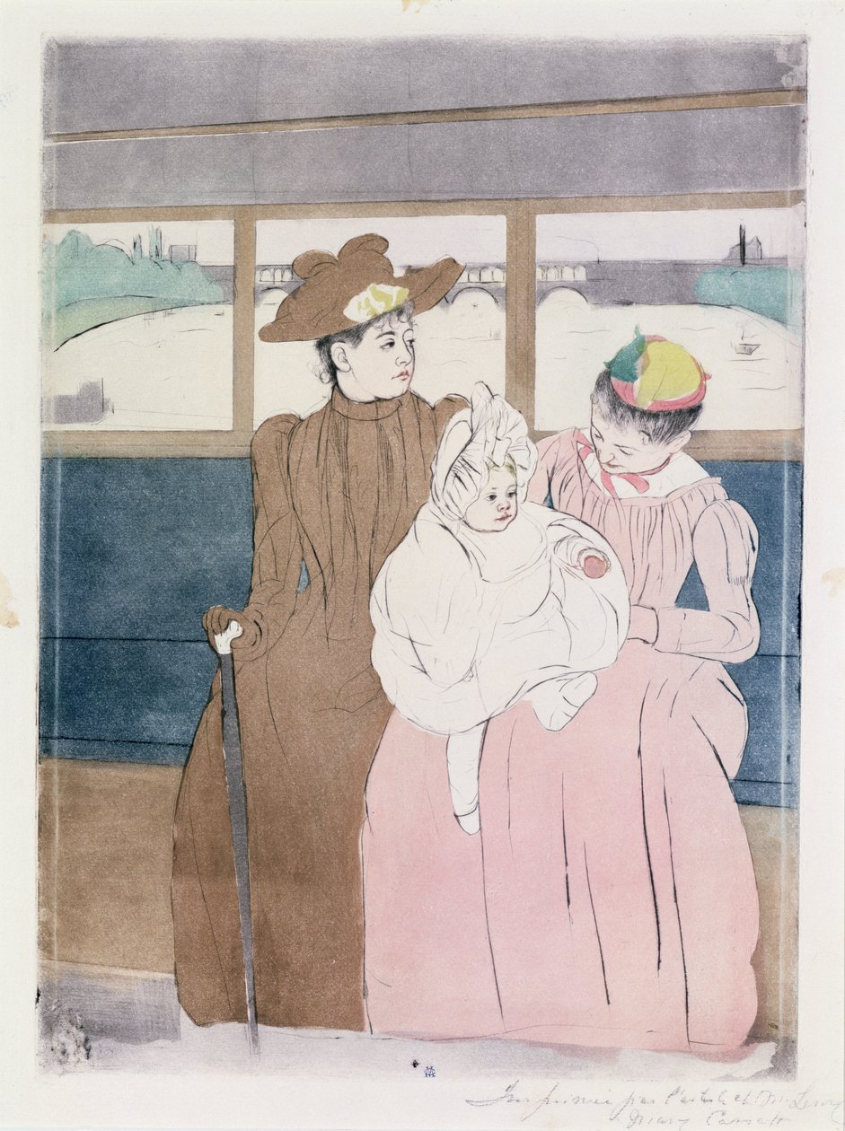 In the Omnibus (The Tramway) 1891 (kuivapiste ja pehmeän maan etsaus) tekijältä Mary Cassatt