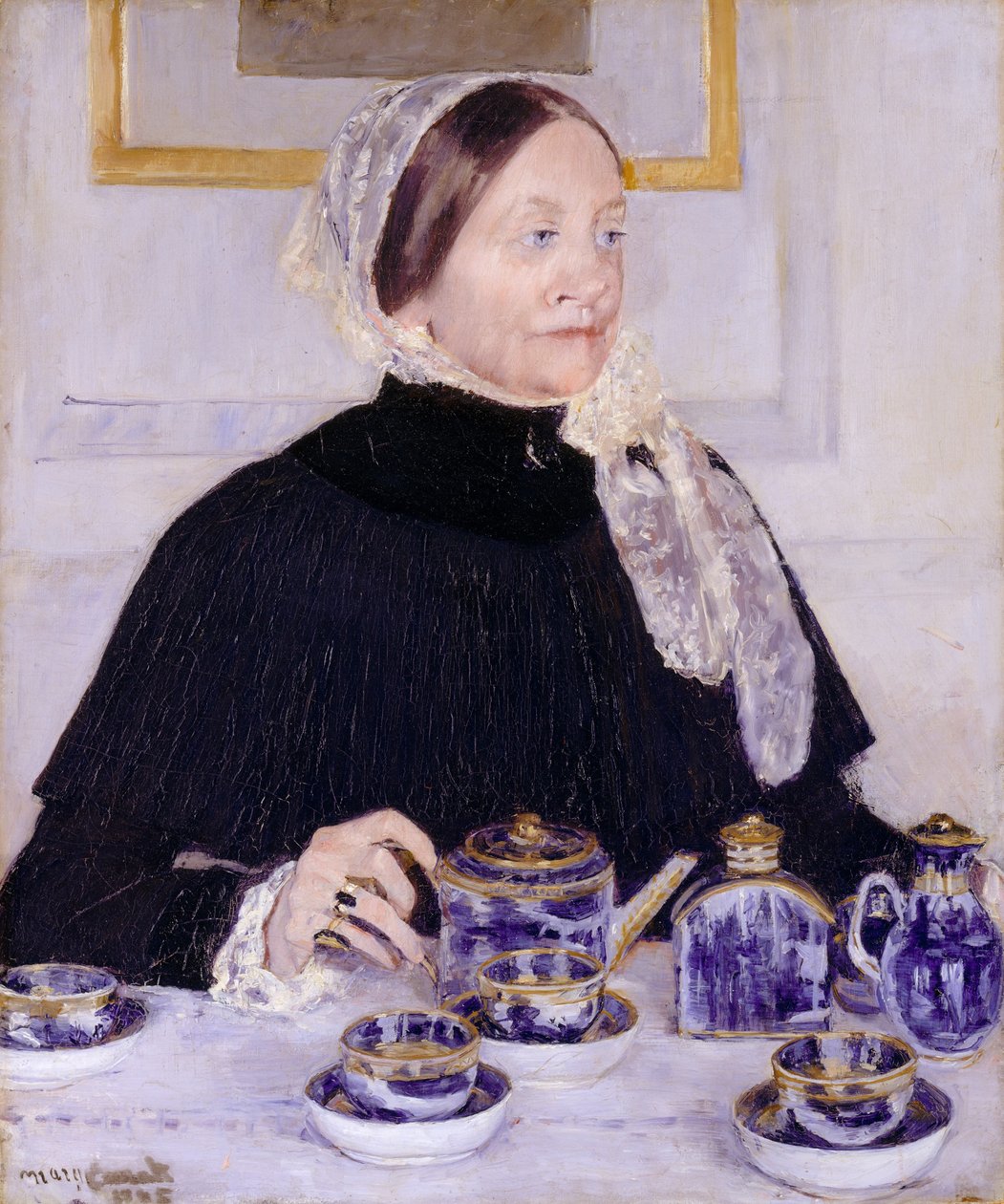 Nainen teepöydässä, 1883-5 tekijältä Mary Cassatt