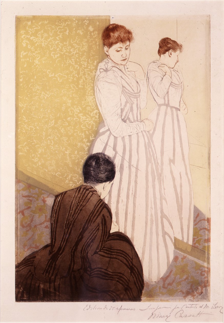 Sovitus (muste ja hiili paperille) tekijältä Mary Cassatt