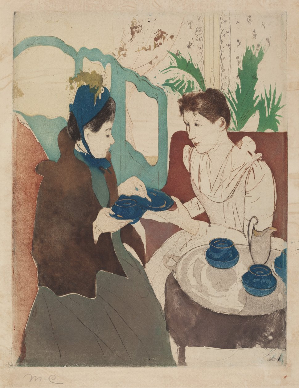 Iltapäiväteekutsut, 1890-1891. tekijältä Mary Cassatt