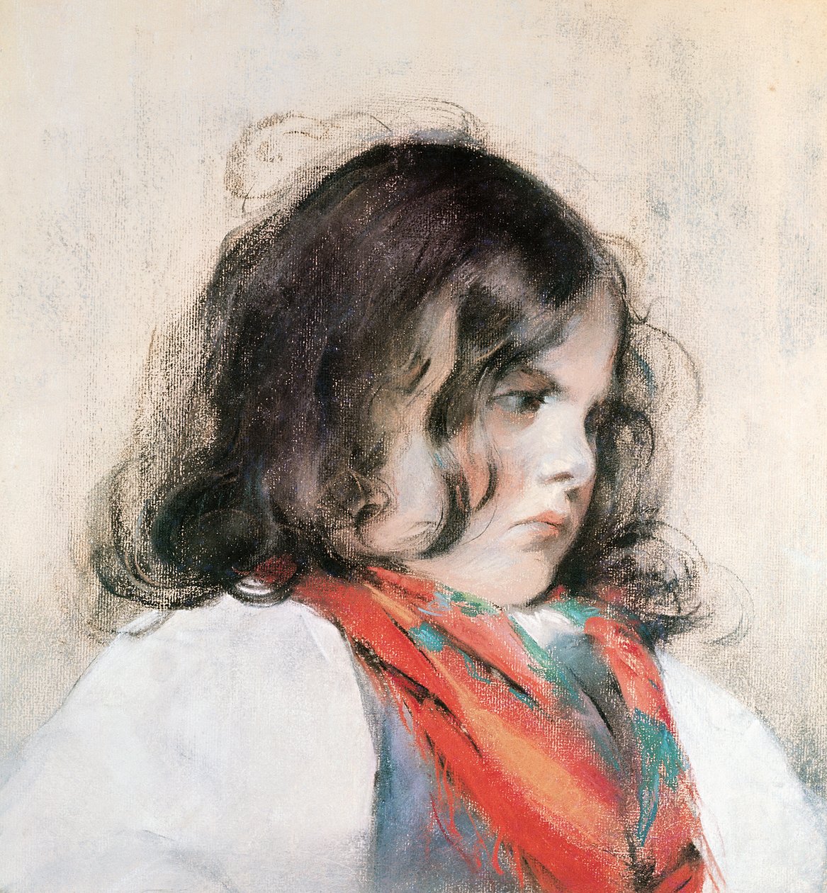 Lapsen pää (pastelli paperille) tekijältä Mary Cassatt