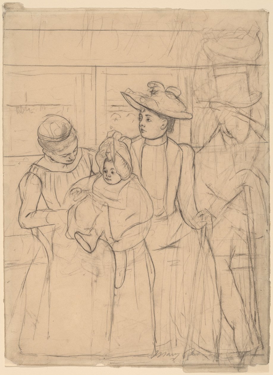 Omnibusissa [oikealla], n. 1891 tekijältä Mary Cassatt