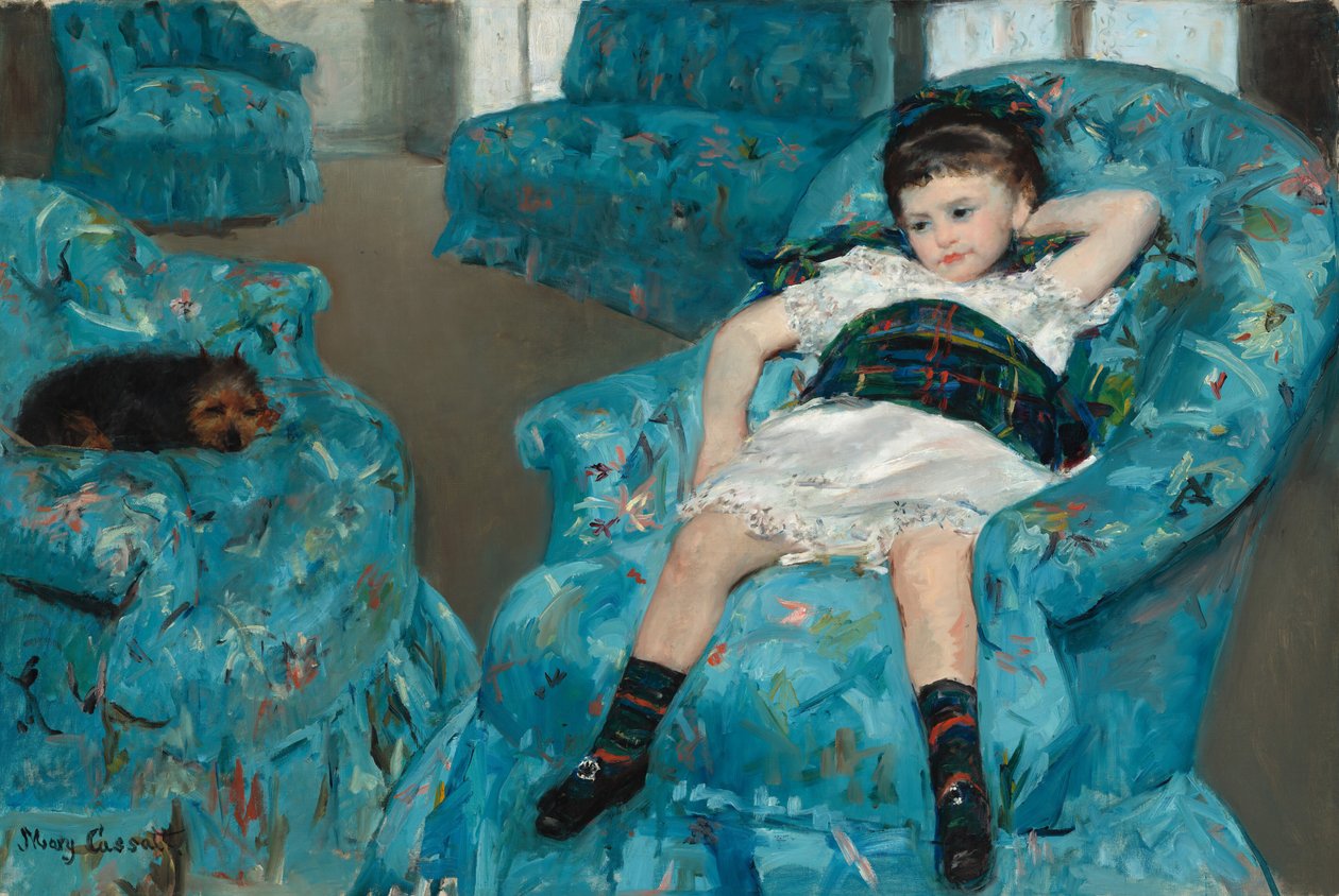 Pieni tyttö sinisessä nojatuolissa tekijältä Mary Cassatt