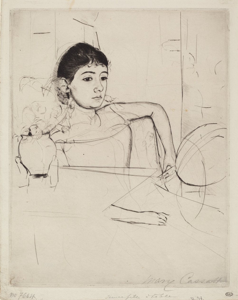 Mimi brunettina, n. 1889. tekijältä Mary Cassatt